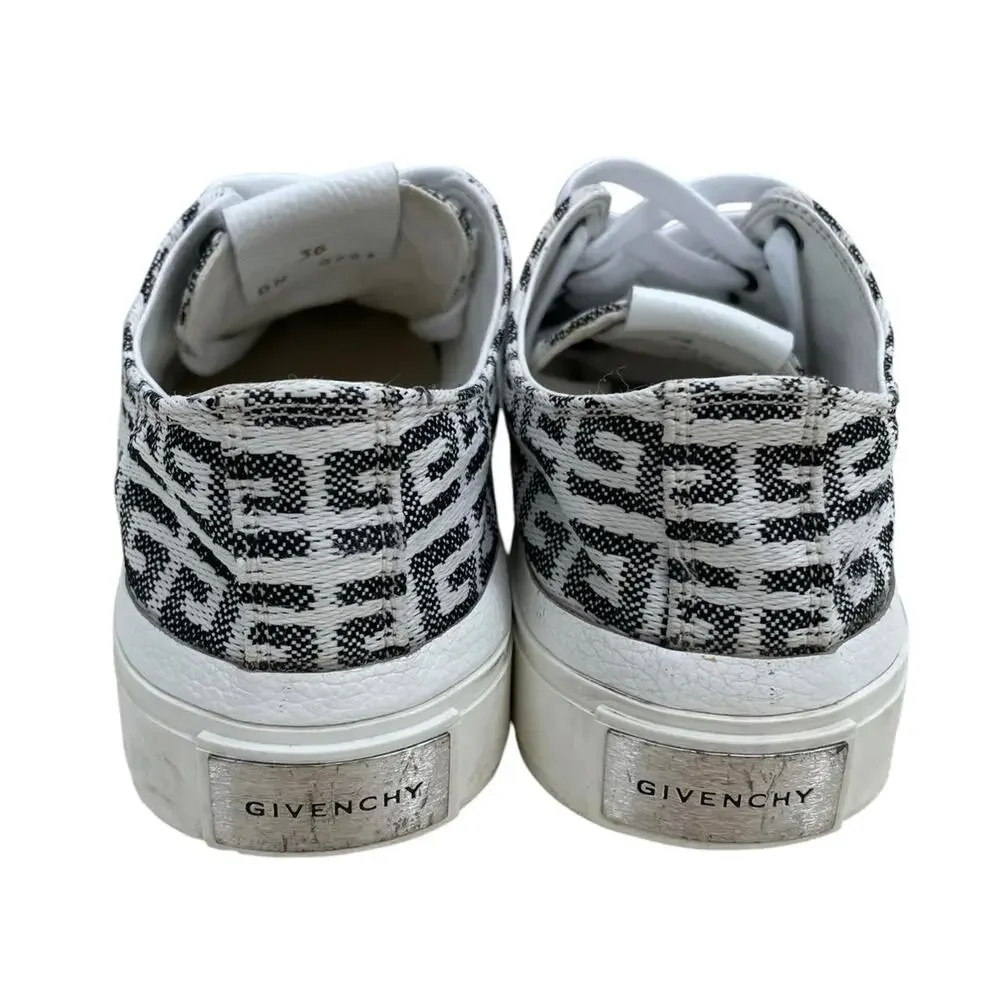 Preowned Givenchy black & white 4G Jacquard City Sneakers sneakers Women Size 36